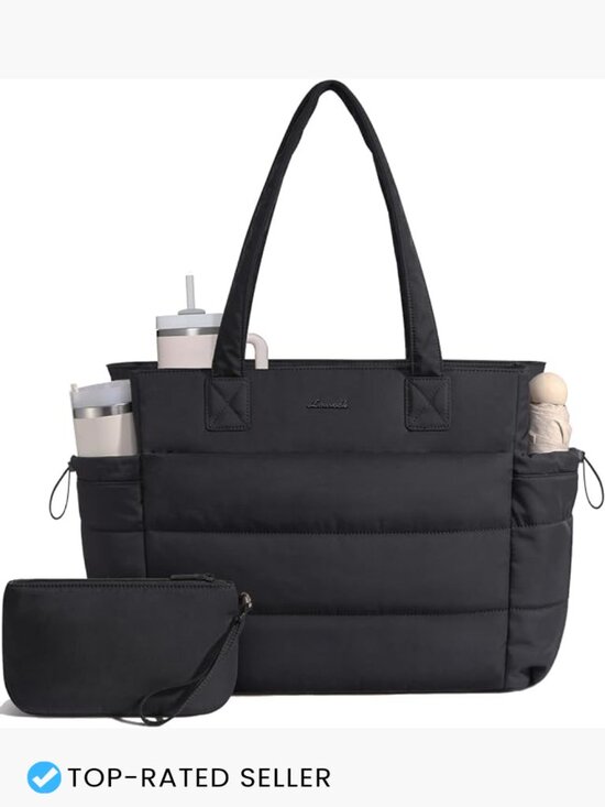 Handbags - Tote Bag for Women with Giant Tumbler Holder Pocket Puffer Work Travel Laptop